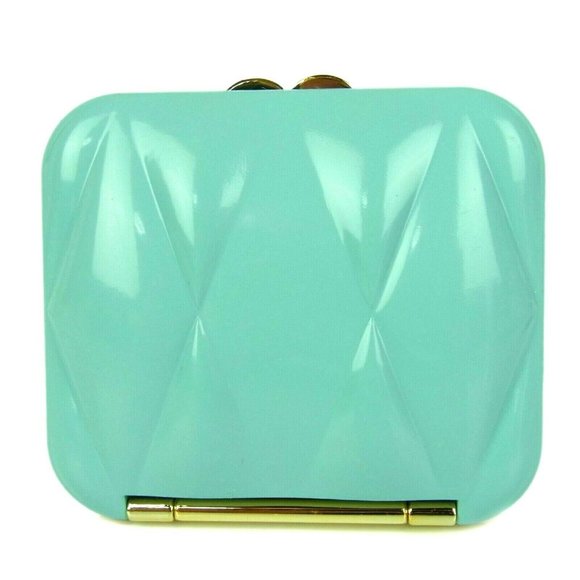 NEW! Luxe MIU MIU Teal Tiffany blue Cute Compact Mirror with Pouch - Sealed Box! - Picture 6 of 10